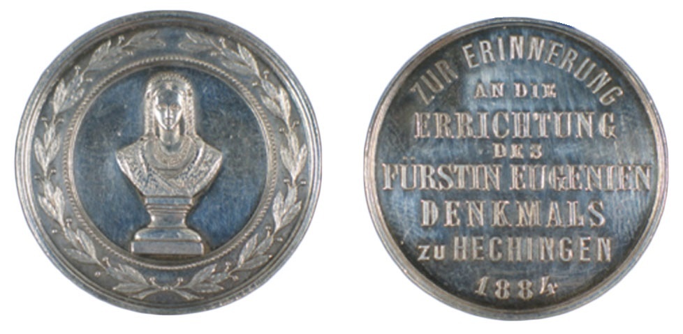 Medaille auf die Einweihung des Denkmals für Fürstin Eugenie von Hohenzollern-Hechingen (Hohenzollerisches Landesmuseum CC BY)