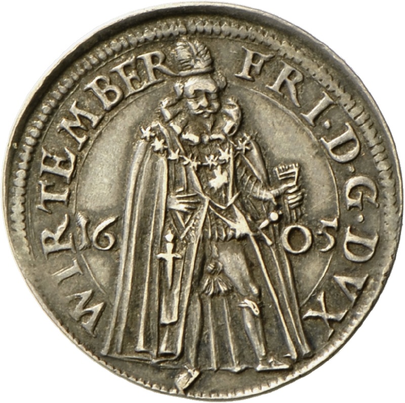 Medaille Friedrichs I. von Württemberg auf die Verleihung des Hosenbandordens, 1605 (Landesmuseum Württemberg, Stuttgart CC BY-SA)