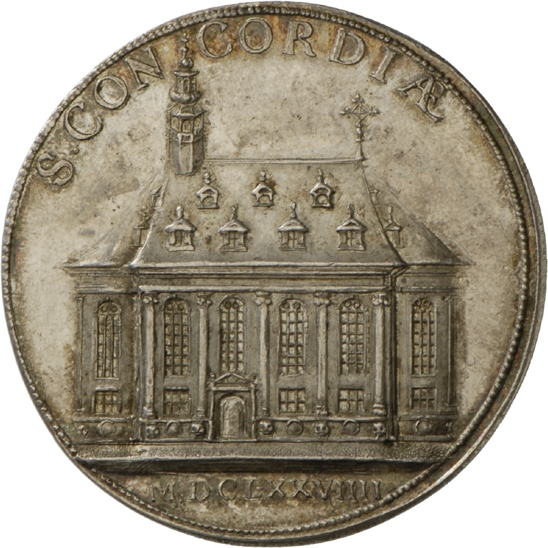 Medaille auf die Konkordienkirche in Mannheim, 1679 (Landesmuseum Württemberg, Stuttgart CC BY-SA)