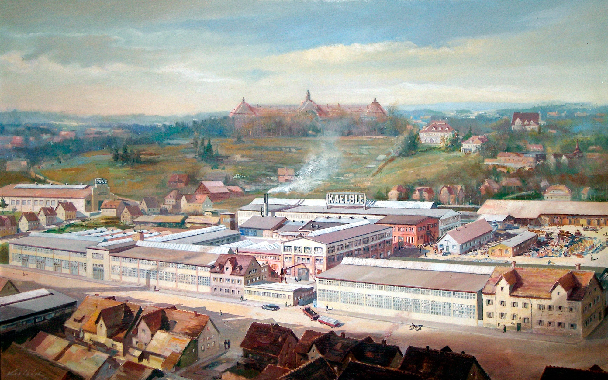Oskar Kreibich: Ansicht der Kaelble-Werke in Backnang (Techniksammlung Backnang CC BY-NC-SA)