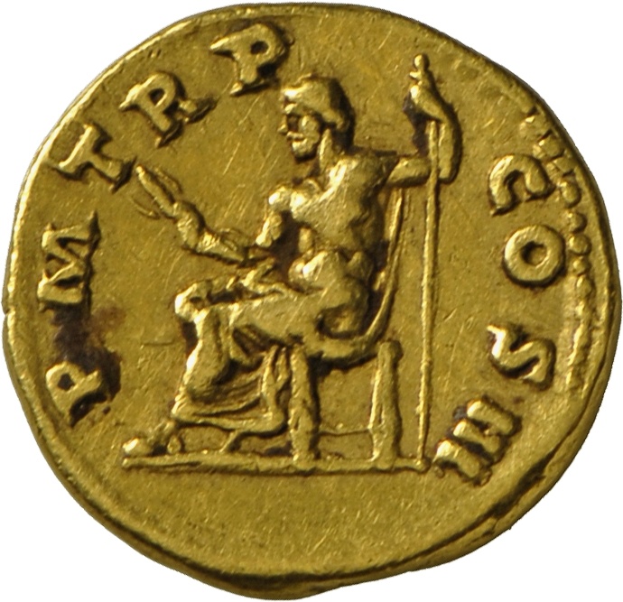 Aureus des Hadrian mit Darstellung des Jupiter (Landesmuseum Württemberg, Stuttgart CC BY-SA)