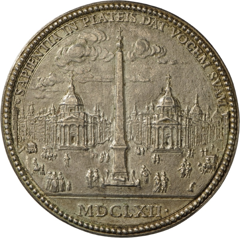 Medaille Papst Alexanders VII. mit Ansicht der Piazza del Popolo in Rom, 1662 (Landesmuseum Württemberg, Stuttgart CC BY-SA)