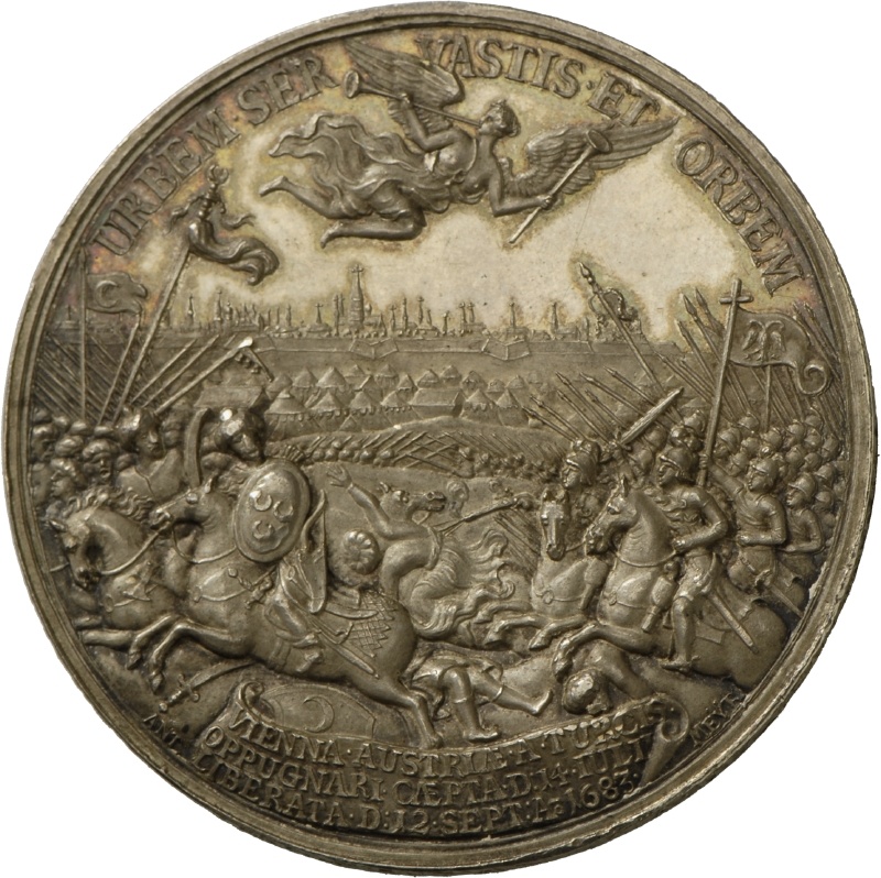 Medaille Anton Meybuschs auf Kaiser Leopold I. und die Befreiung Wiens 1683 (Landesmuseum Württemberg, Stuttgart CC BY-SA)