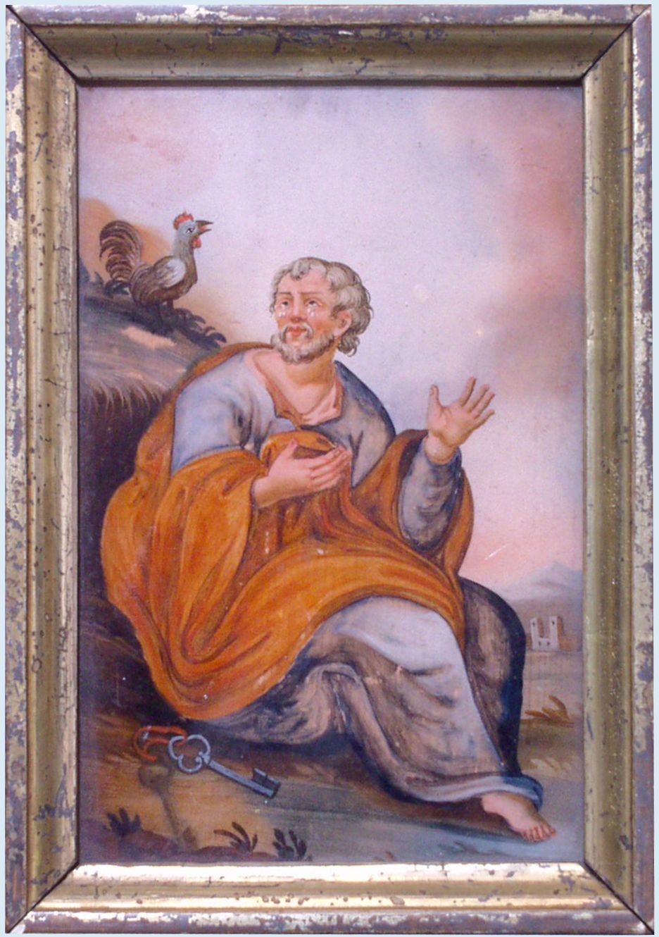 Hinterglasbild: Apostel Simon Petrus (Stadtmuseum Rottweil CC BY-NC-SA)