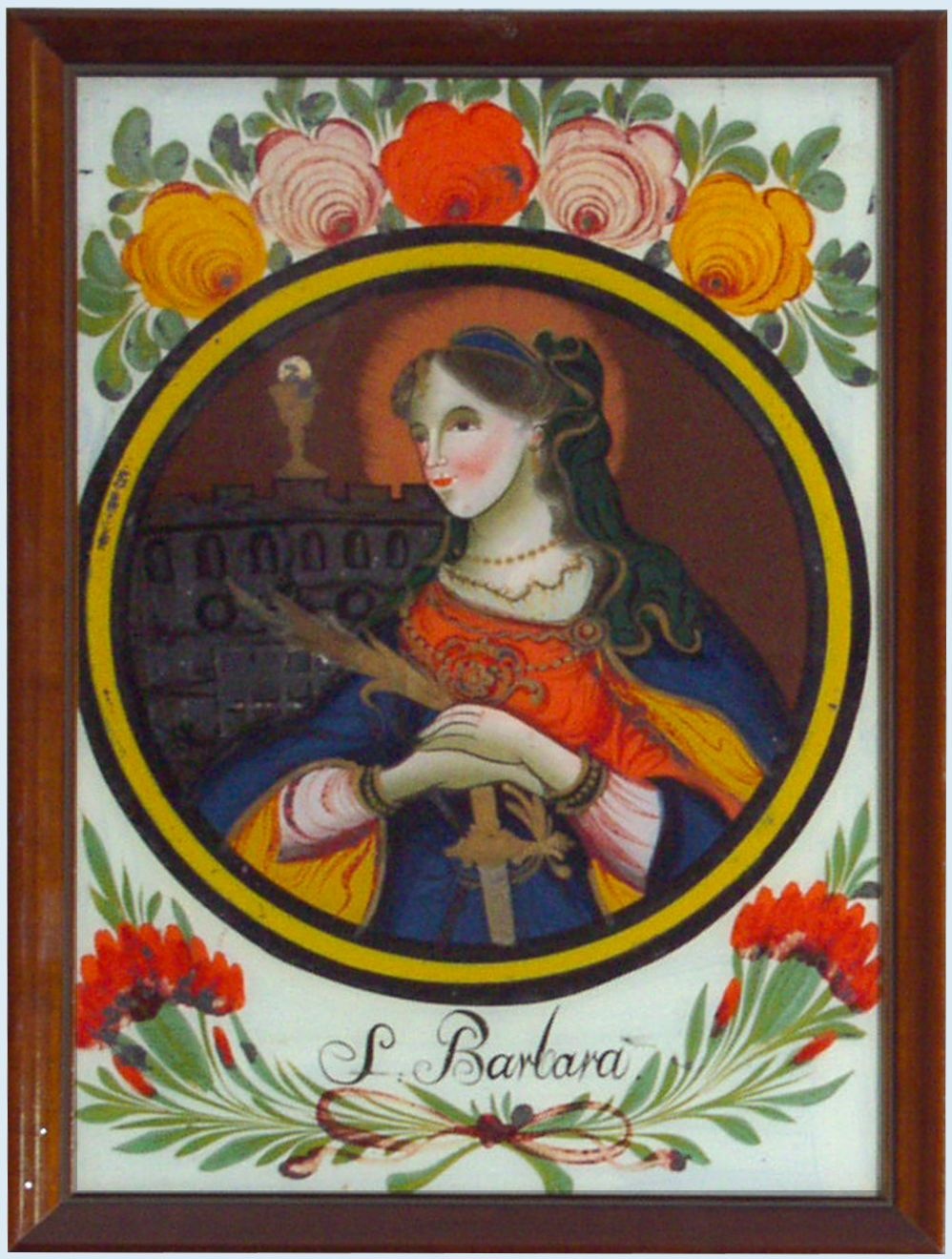Hinterglasbild: Hl. Barbara (Stadtmuseum Rottweil CC BY-NC-SA)