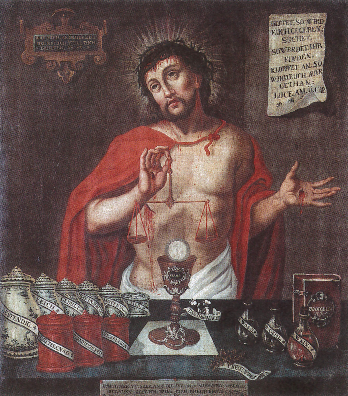 Christus als Schmerzensmann in der Himmelsapotheke (Deutsches Apotheken-Museum im Heidelberger Schloss CC BY-NC-SA)