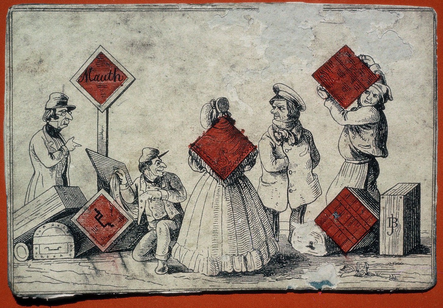 5 Bilder eines Verwandlungskartenspiels (Museum Ehingen CC BY-NC-SA)