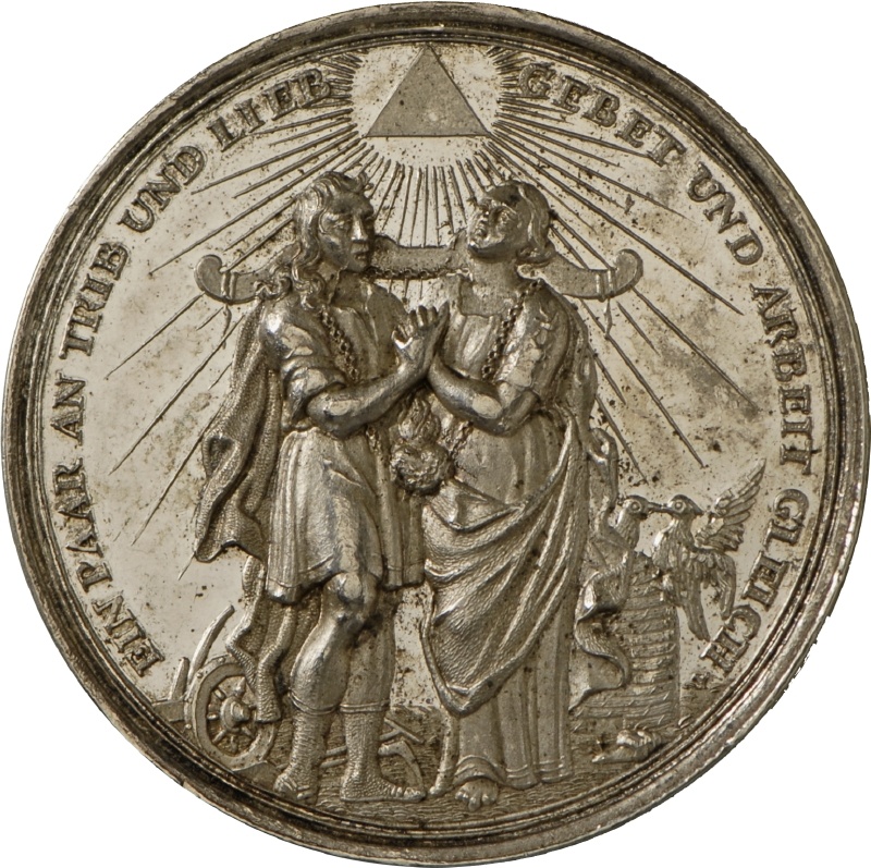 Medaille von Philipp Heinrich Müller auf die Ehe, Anfang 18. Jahrhundert (Landesmuseum Württemberg, Stuttgart CC BY-SA)