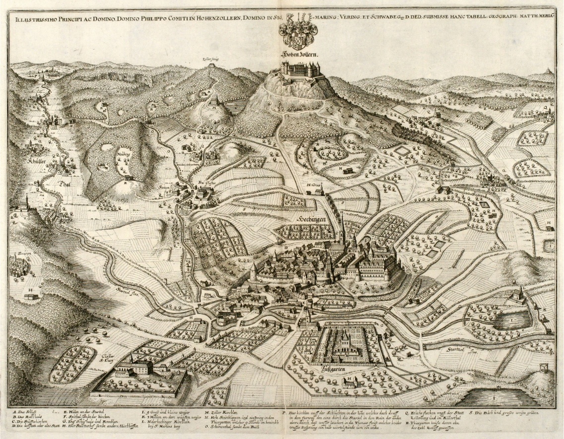 Matthäus Merian: Ansicht von Hechingen und der Burg Hohenzollern (Hohenzollerisches Landesmuseum CC BY-NC-SA)
