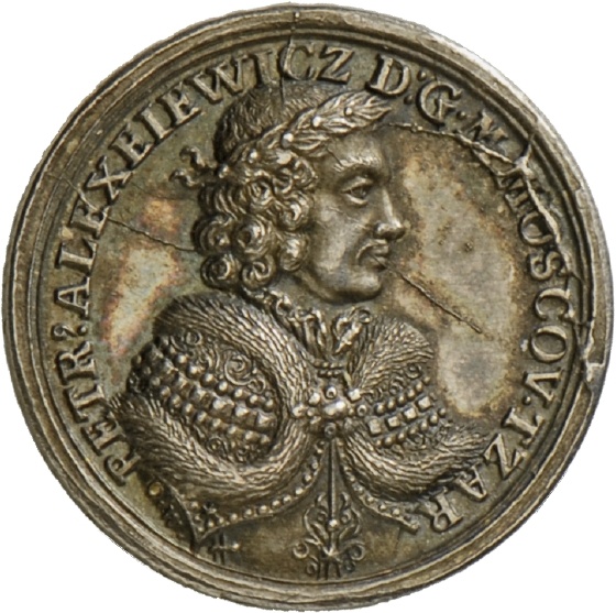 Medaille von Christian Wermuth auf die Reisen von Zar Peter dem Großen nach Westeuropa, 1697/1698 (Landesmuseum Württemberg, Stuttgart CC BY-SA)