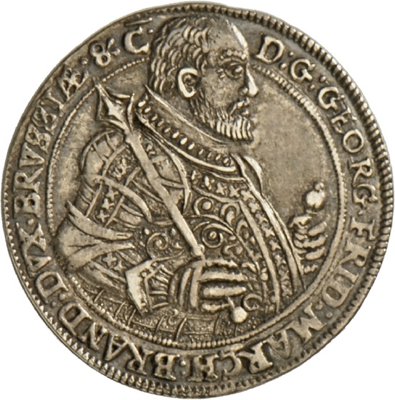 Achtel-Sterbetaler des Markgrafen Georg Friedrich I. von Brandenburg-Ansbach, 1603 (Landesmuseum Württemberg, Stuttgart CC BY-SA)
