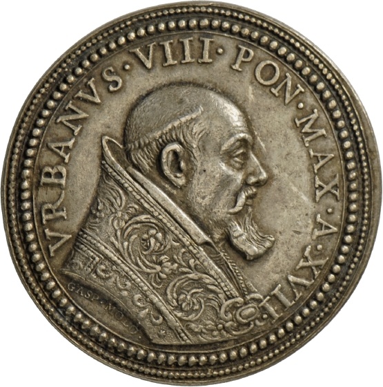 Medaille von Gasparo Mola auf Papst Urban VIII. und die Vergrößerung des päpstlichen Zeughauses, 1639 (Landesmuseum Württemberg, Stuttgart CC BY-SA)