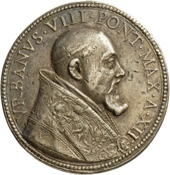 Medaille von Gaspare Molo auf Papst Urban VIII. und den Bau der Kirche St. Caius, 1635 (Landesmuseum Württemberg, Stuttgart CC BY-SA)
