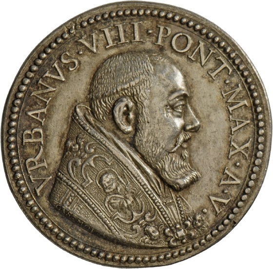 Medaille von Gasparo Mola auf Papst Urban VIII. und die Befestigungsanlagen der Engelsburg, 1628 (Landesmuseum Württemberg, Stuttgart CC BY-SA)