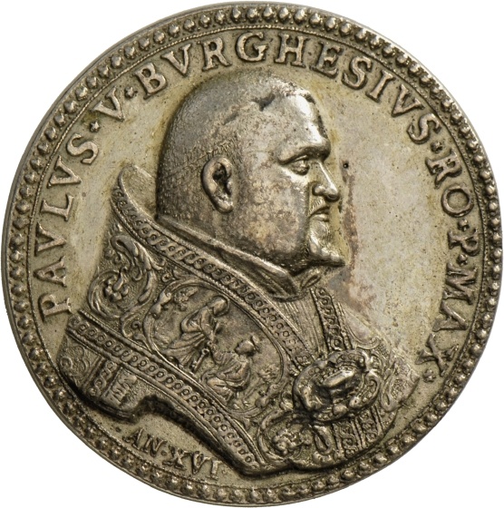 Medaille von Giacomo Antonio Moro auf Papst Paul V. und das Vatikanische Tor, 1618 (Landesmuseum Württemberg, Stuttgart CC BY-SA)