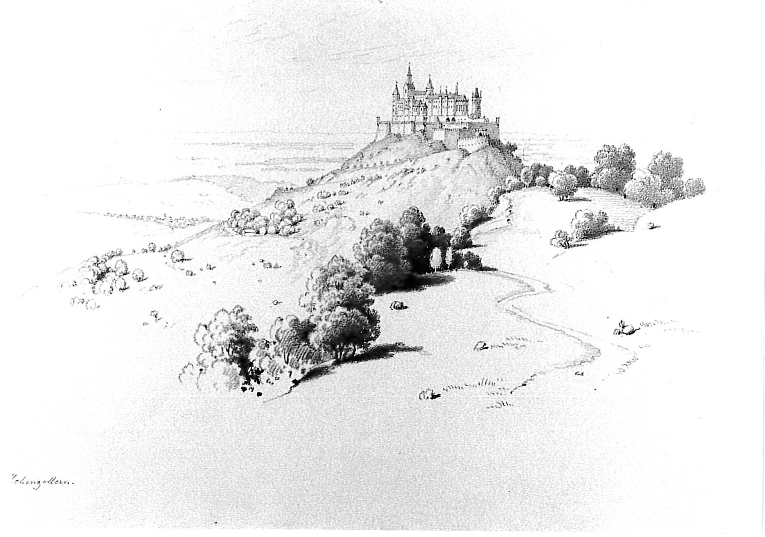 Carl Friedrich Baumann: Blick auf Burg Hohenzollern (Hohenzollerisches Landesmuseum CC BY-NC-SA)