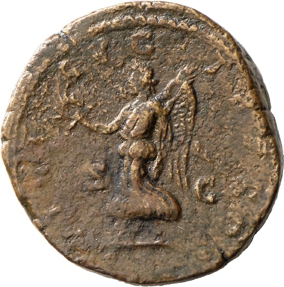 Sesterz des Septimius Severus mit Darstellung der Victoria (Landesmuseum Württemberg, Stuttgart CC BY-SA)