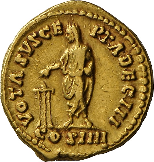 Aureus des Antoninus Pius mit Darstellung des opfernden Kaisers (Landesmuseum Württemberg, Stuttgart CC BY-SA)