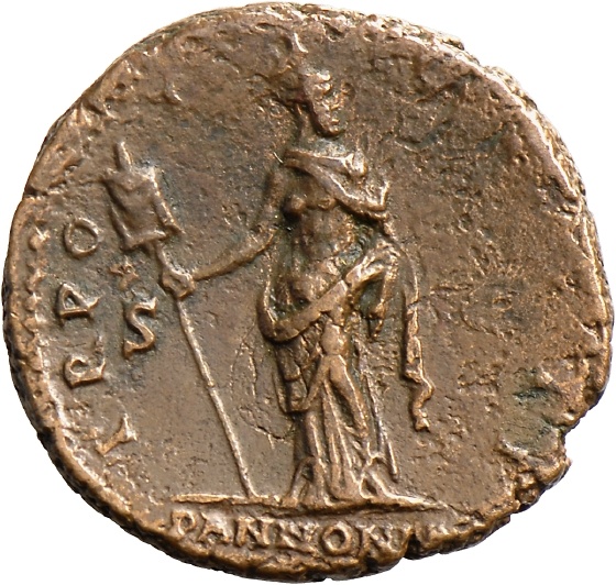 As des Hadrian für Aelius Caesar mit Darstellung der Pannonia (Landesmuseum Württemberg, Stuttgart CC BY-SA)