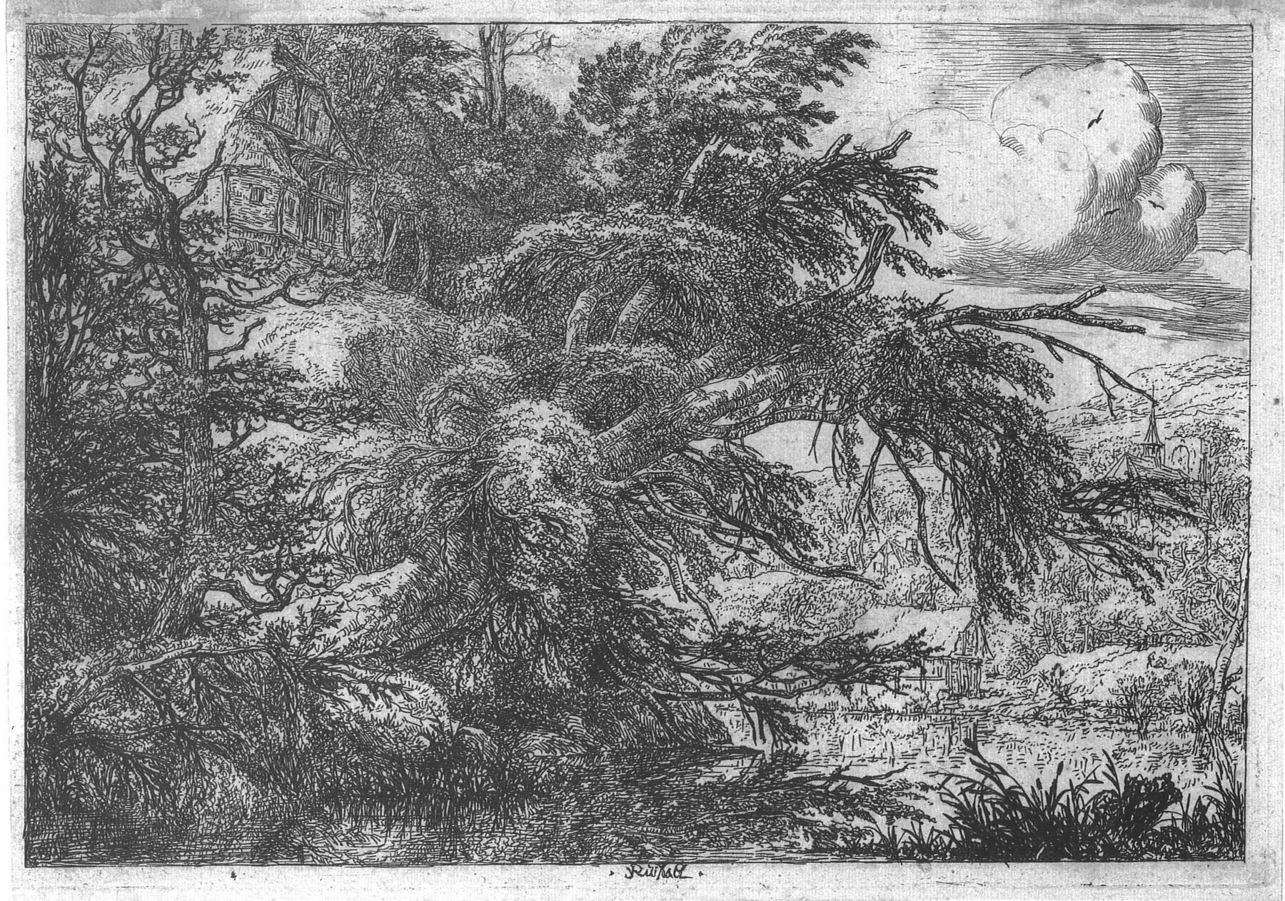Jacob van Ruisdael: Die Hütte auf dem Hügel (Städtisches Graphik-Kabinett Backnang CC BY-NC-SA)