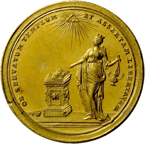 Medaille von Peter Paul Werner auf das 100-jährige Jubiläum des Westfälischen Friedens, 1748 (Landesmuseum Württemberg, Stuttgart CC BY-SA)