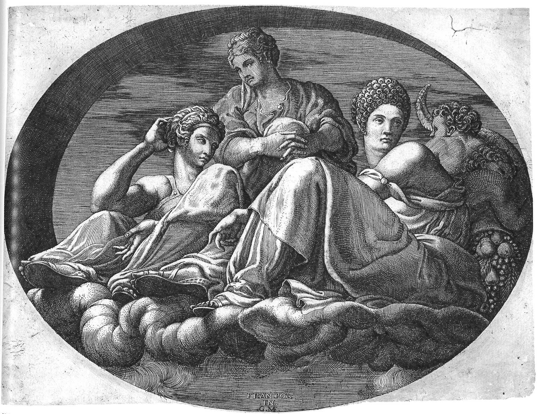 Giorgio Ghisi: Ceres mit zwei Göttinnen (Städtisches Graphik-Kabinett Backnang CC BY-NC-SA)