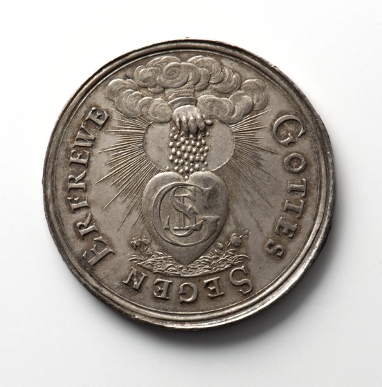 Medaille von Sebastian Dadler auf die Heirat von Georg II. von Hessen-Darmstadt und Sophie Eleonore von Sachsen, 1627 (Landesmuseum Württemberg, Stuttgart CC BY-SA)