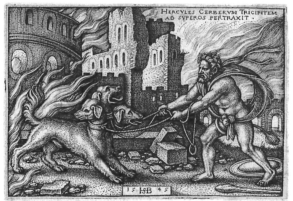 Sebald Beham: Herkules kämpft mit den Trojanern (Städtisches Graphik-Kabinett Backnang CC BY-NC-SA)