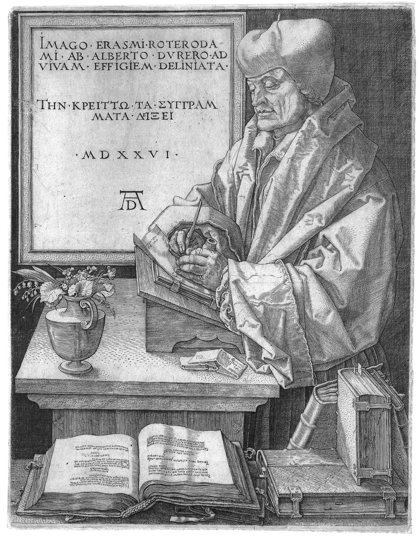 Albrecht Dürer: Erasmus von Rotterdam (Städtisches Graphik-Kabinett Backnang CC BY-NC-SA)
