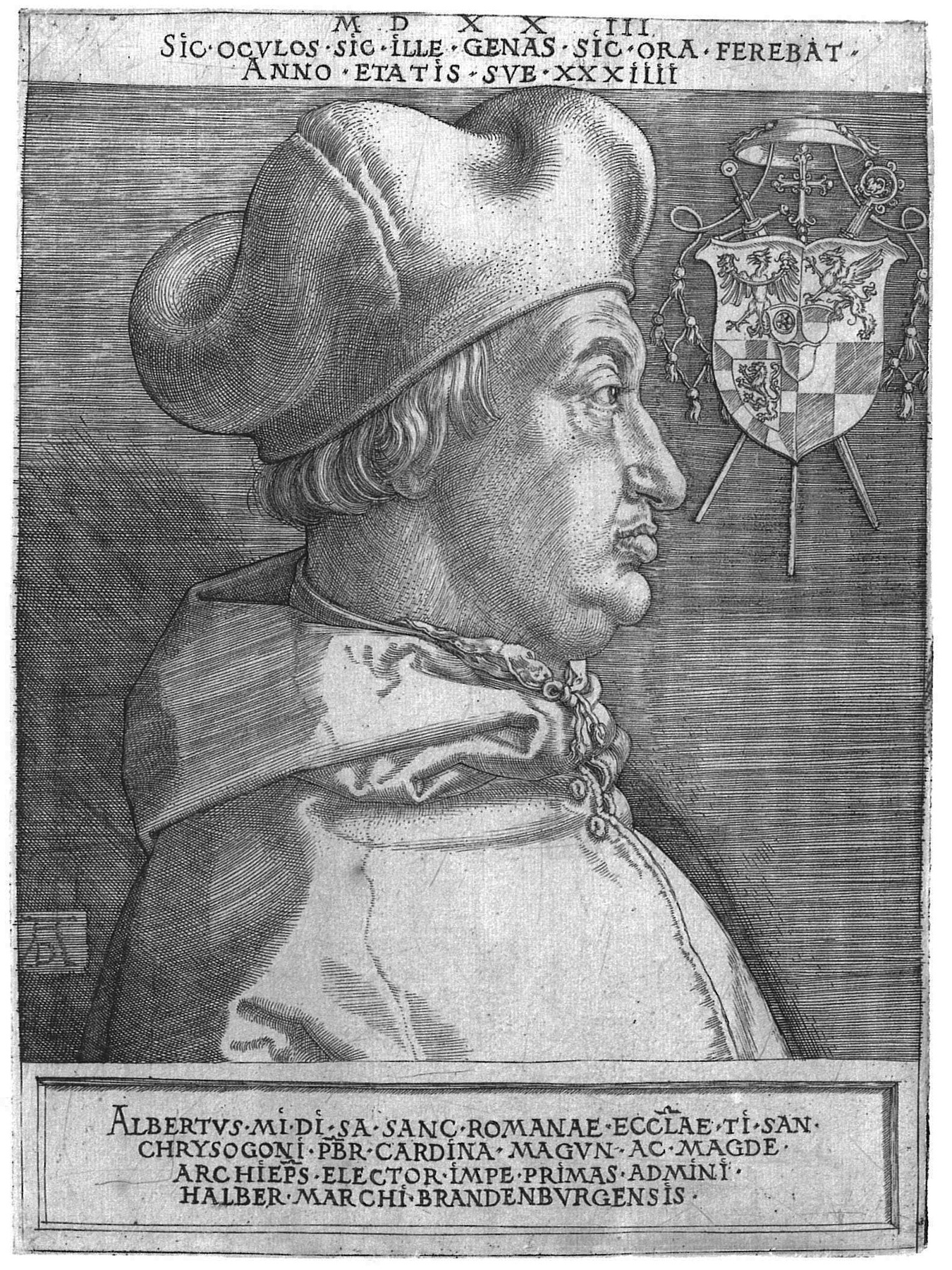 Albrecht Dürer: Bildnis Kardinal Albrecht von Brandenburg (Städtisches Graphik-Kabinett Backnang CC BY-NC-SA)