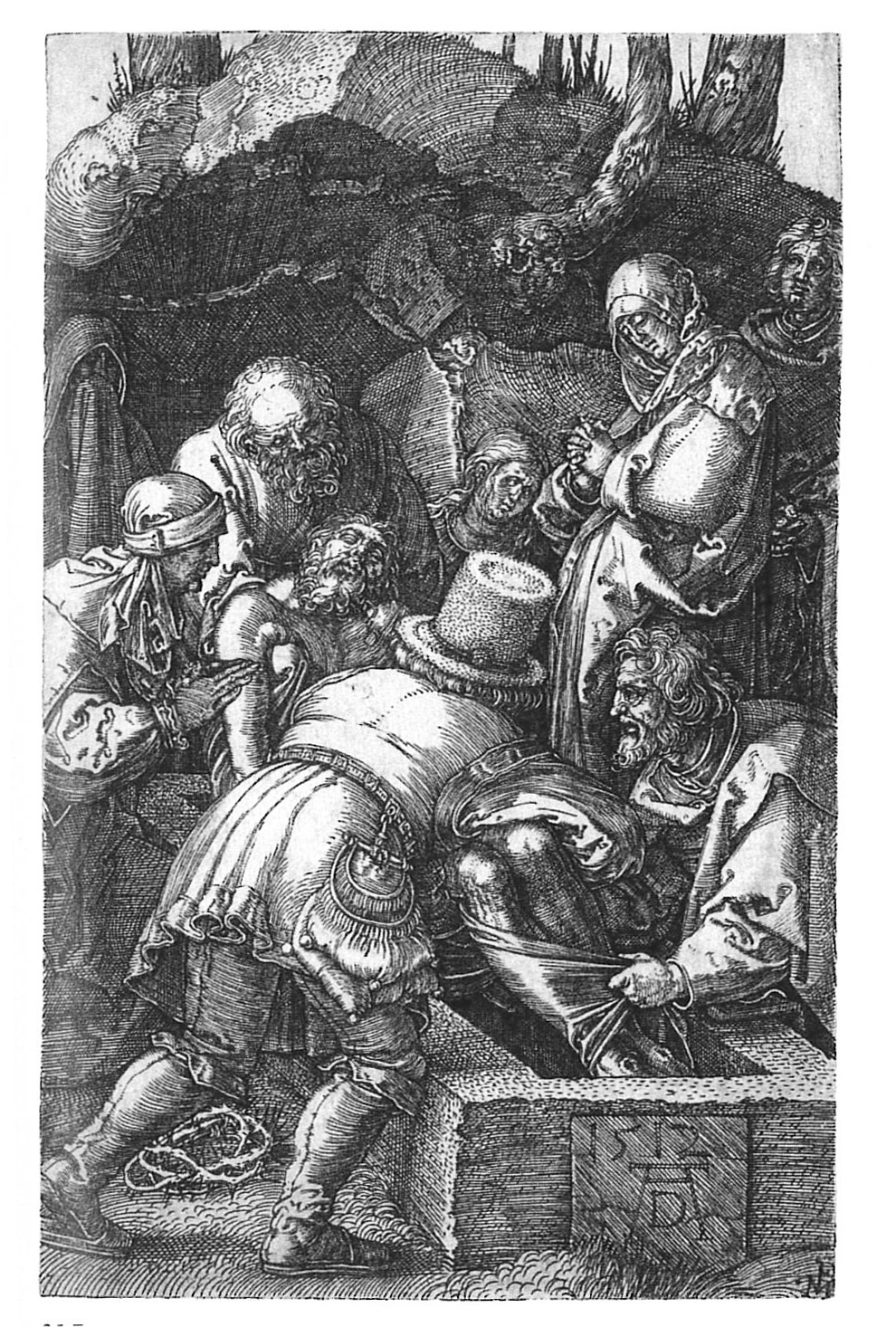 Albrecht Dürer: Die Kupferstich-Passion – Die Grablegung (Städtisches Graphik-Kabinett Backnang CC BY-NC-SA)