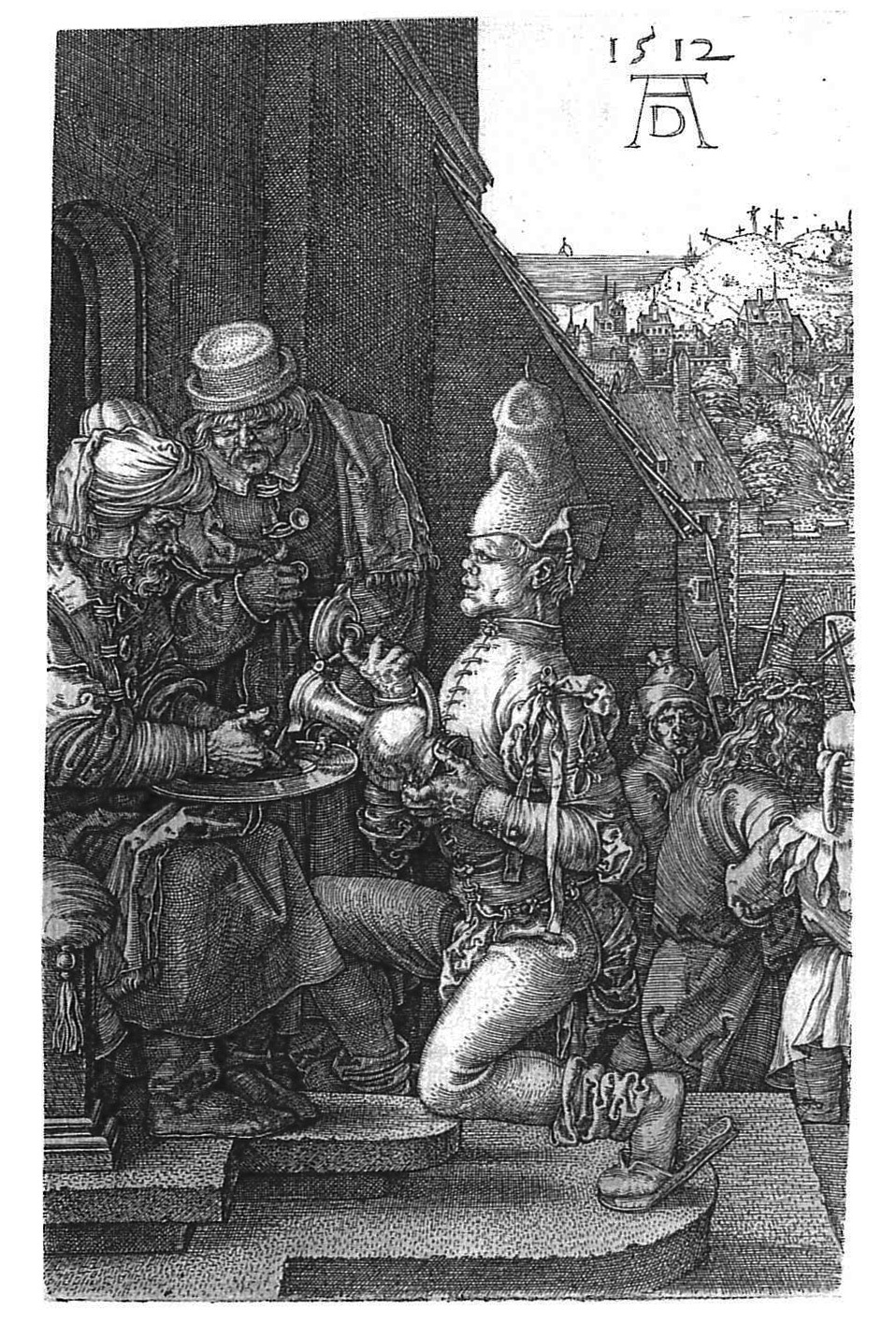 Albrecht Dürer: Kupferstich-Passion – Die Handwaschung des Pilatus (Städtisches Graphik-Kabinett Backnang CC BY-NC-SA)