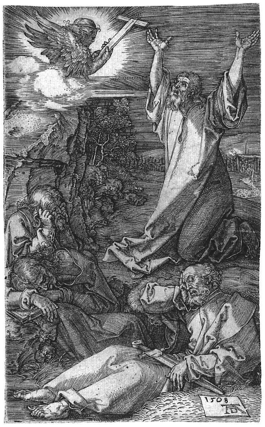 Albrecht Dürer: Kupferstich-Passion – Christus am Ölberg (Städtisches Graphik-Kabinett Backnang CC BY-NC-SA)