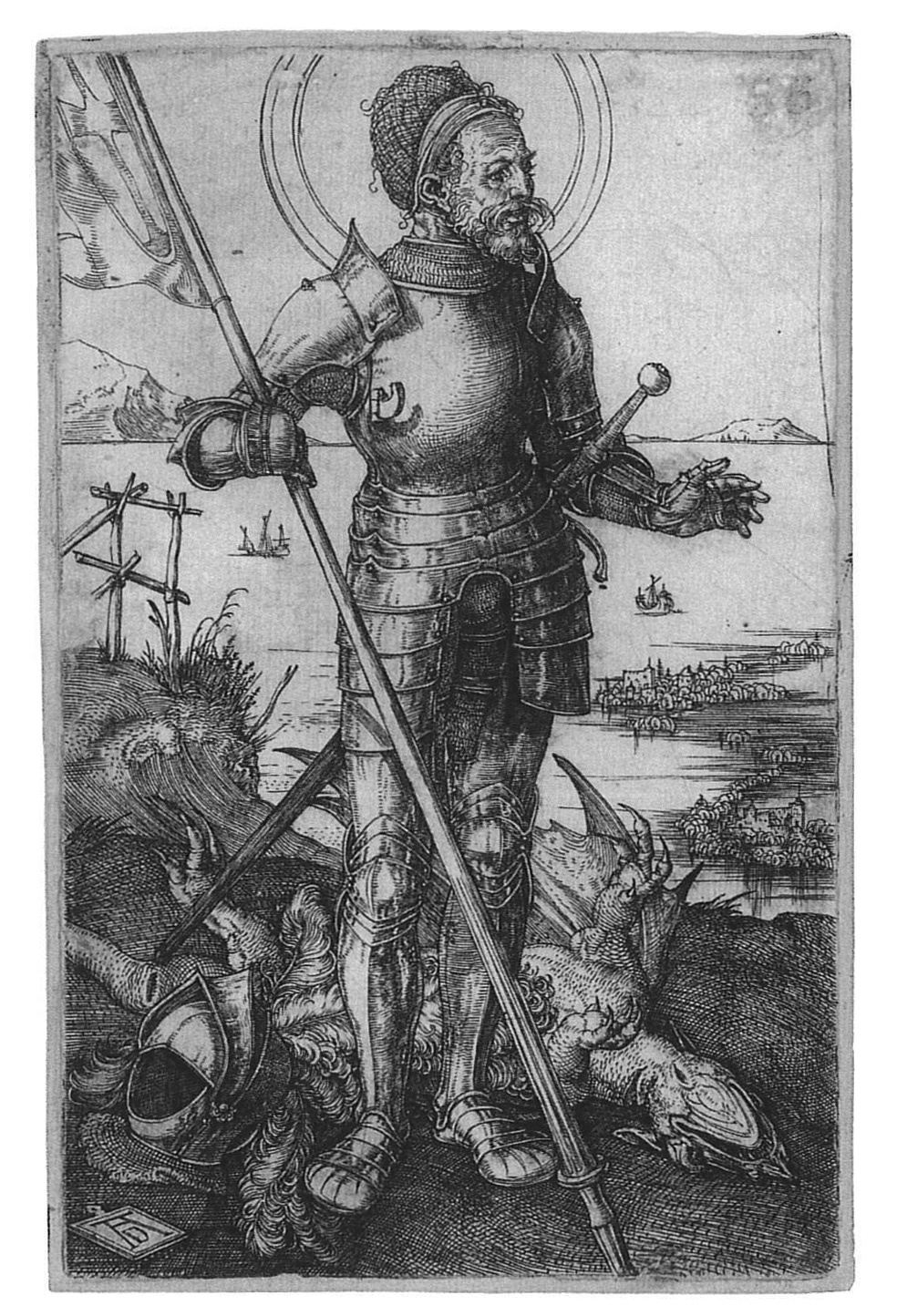Albrecht Dürer: Der hl. Georg zu Fuß (Städtisches Graphik-Kabinett Backnang CC BY-NC-SA)
