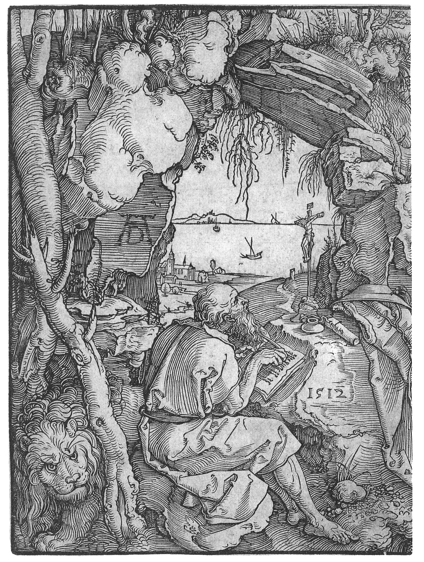 Albrecht Dürer: Hieronymus in der Felsgrotte (Städtisches Graphik-Kabinett Backnang CC BY-NC-SA)