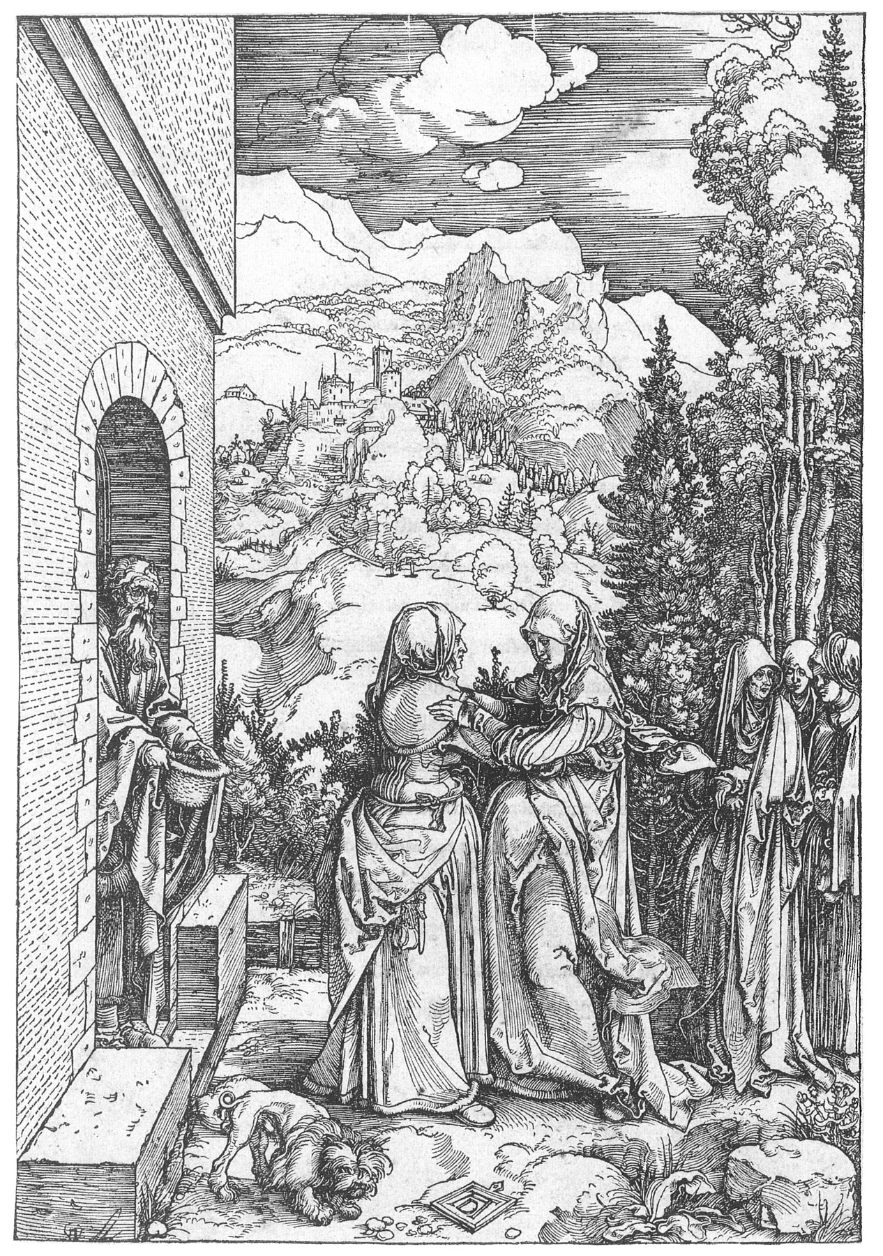 Albrecht Dürer: Marienleben – Die Heimsuchung (Städtisches Graphik-Kabinett Backnang CC BY-NC-SA)