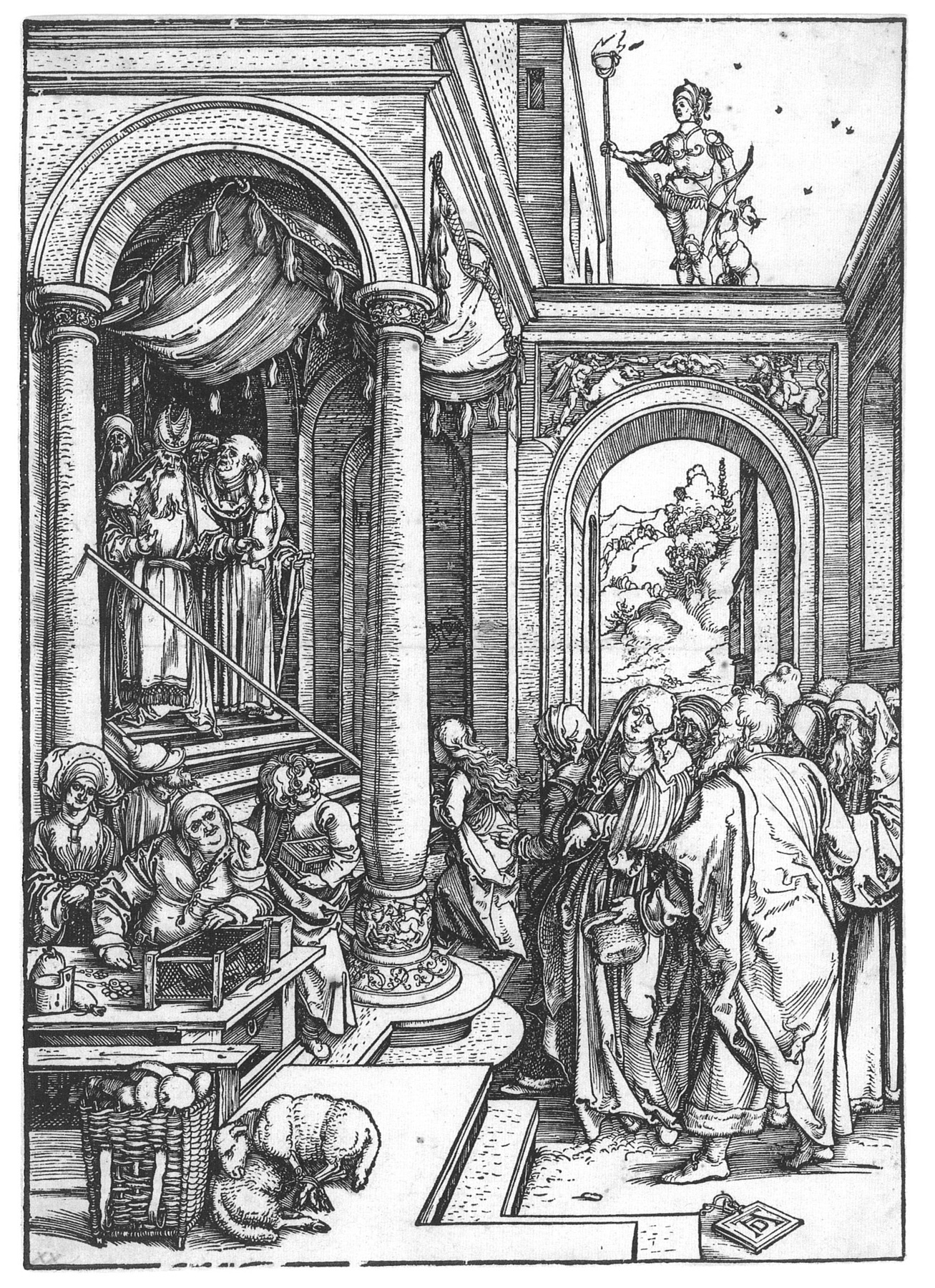 Albrecht Dürer: Marienleben – Mariens Tempelgang (Städtisches Graphik-Kabinett Backnang CC BY-NC-SA)