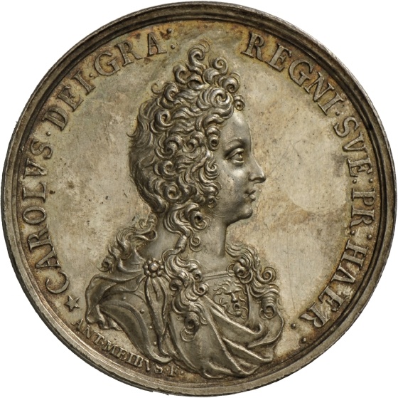Medaille von Anton Meybusch auf die Erziehung des schwedischen Erbprinzen Karl XII., 1689 (Landesmuseum Württemberg, Stuttgart CC BY-SA)