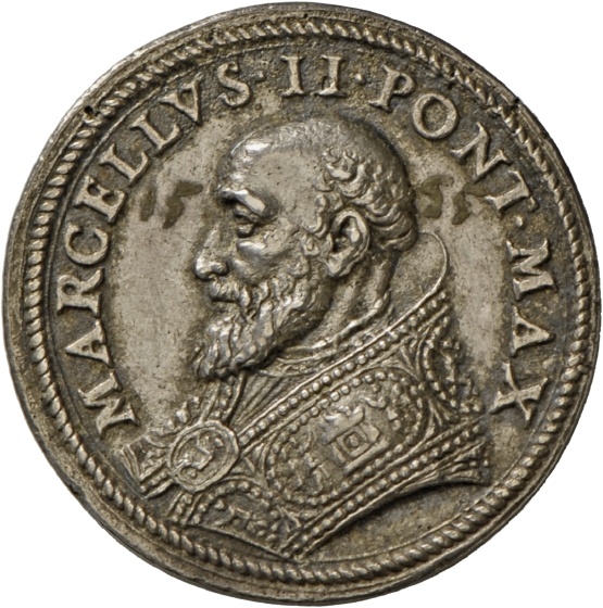 Medaille auf Papst Marcellus II. mit Darstellung Christi und Petrus, 1555 (Landesmuseum Württemberg, Stuttgart CC BY-SA)