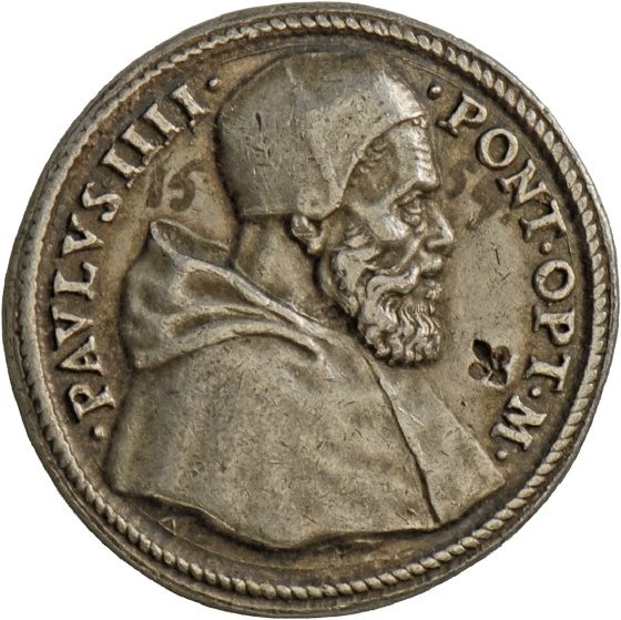 Medaille auf Papst Paul IV. mit Darstellung der Roma, 1555-59 (Landesmuseum Württemberg, Stuttgart CC BY-SA)