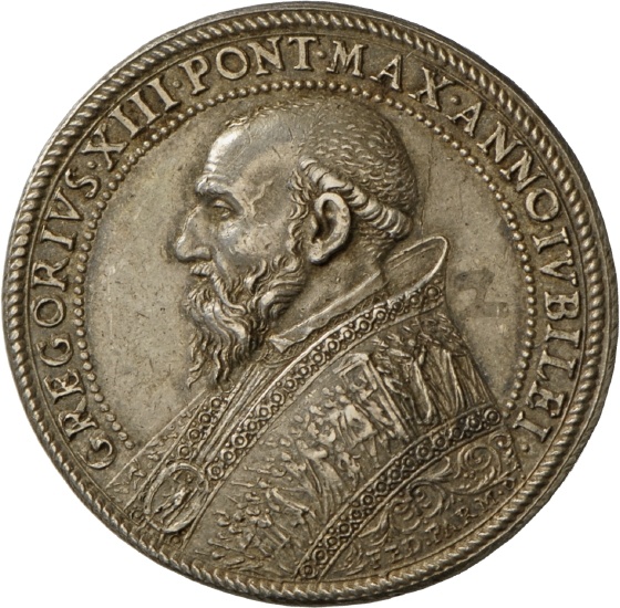 Medaille von Federico Parmense auf Papst Gregor XIII. und die Öffnung der Heiligen Pforte, 1575 (Landesmuseum Württemberg, Stuttgart CC BY-SA)