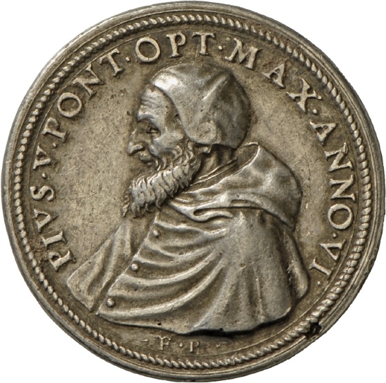 Medaille von Federico Parmense auf Papst Pius V. und die Seeschlacht von Lepanto, 1571 (Landesmuseum Württemberg, Stuttgart CC BY-SA)