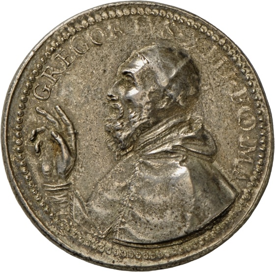 Medaille von Niccolo Bonis auf Papst Gregor XIII. und das „Collegium Germanicum“, 1573 (Landesmuseum Württemberg, Stuttgart CC BY-SA)