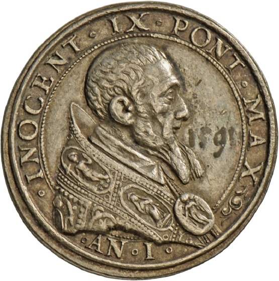 Medaille von Niccolo Bonis auf Papst Innozenz IX., 1591 (Landesmuseum Württemberg, Stuttgart CC BY-SA)