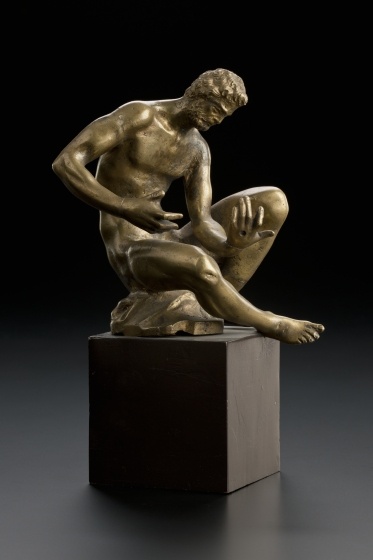 Bronze-Statuette eines sitzenden Mannes, nach Adrian de Vries, um 1610 (Landesmuseum Württemberg, Stuttgart CC BY-SA)