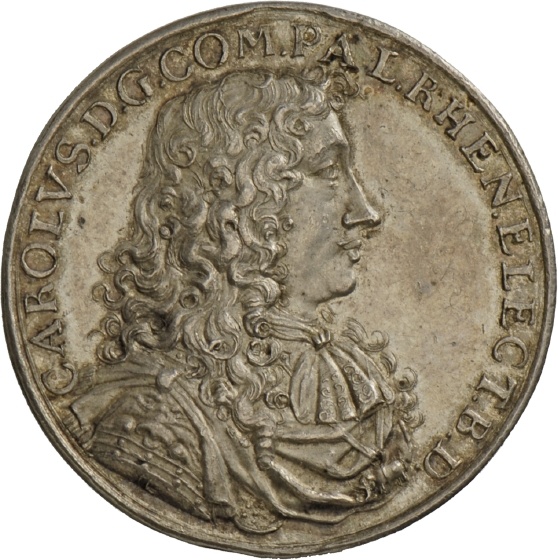 Medaille des pfälzischen Kurfürsten Karl II. mit seinem Sinnbild, 1681 (Landesmuseum Württemberg, Stuttgart CC BY-SA)