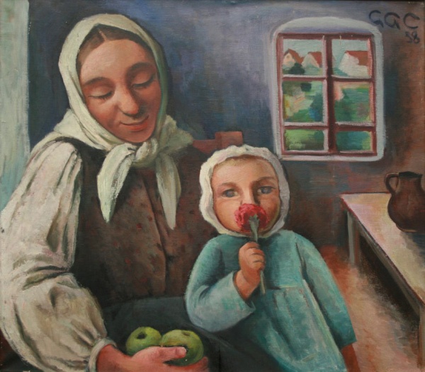 Grete Csaki-Copony: Bäuerin mit Kind (Siebenbürgisches Museum Gundelsheim e.V. CC BY-NC-SA)