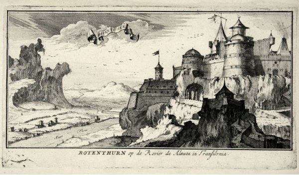 Jacques Harrewyn: Rotenthurn op de Revier de Alauta in Transilvnia (Roter Turm über dem Fluss Alt in Transsilvanien) (Siebenbürgisches Museum Gundelsheim e.V. CC BY-NC-SA)