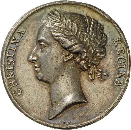 Medaille von Erich Parise auf die Krönung Christina von Schweden zur Königin, 1650 (Landesmuseum Württemberg, Stuttgart CC BY-SA)