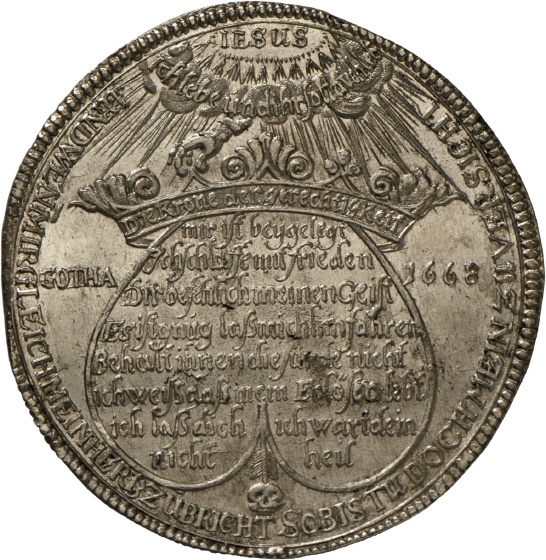 „Sterbetaler“ von Herzog Ernst I. dem Frommen von Sachsen-Gotha, 1668 (Landesmuseum Württemberg, Stuttgart CC BY-SA)